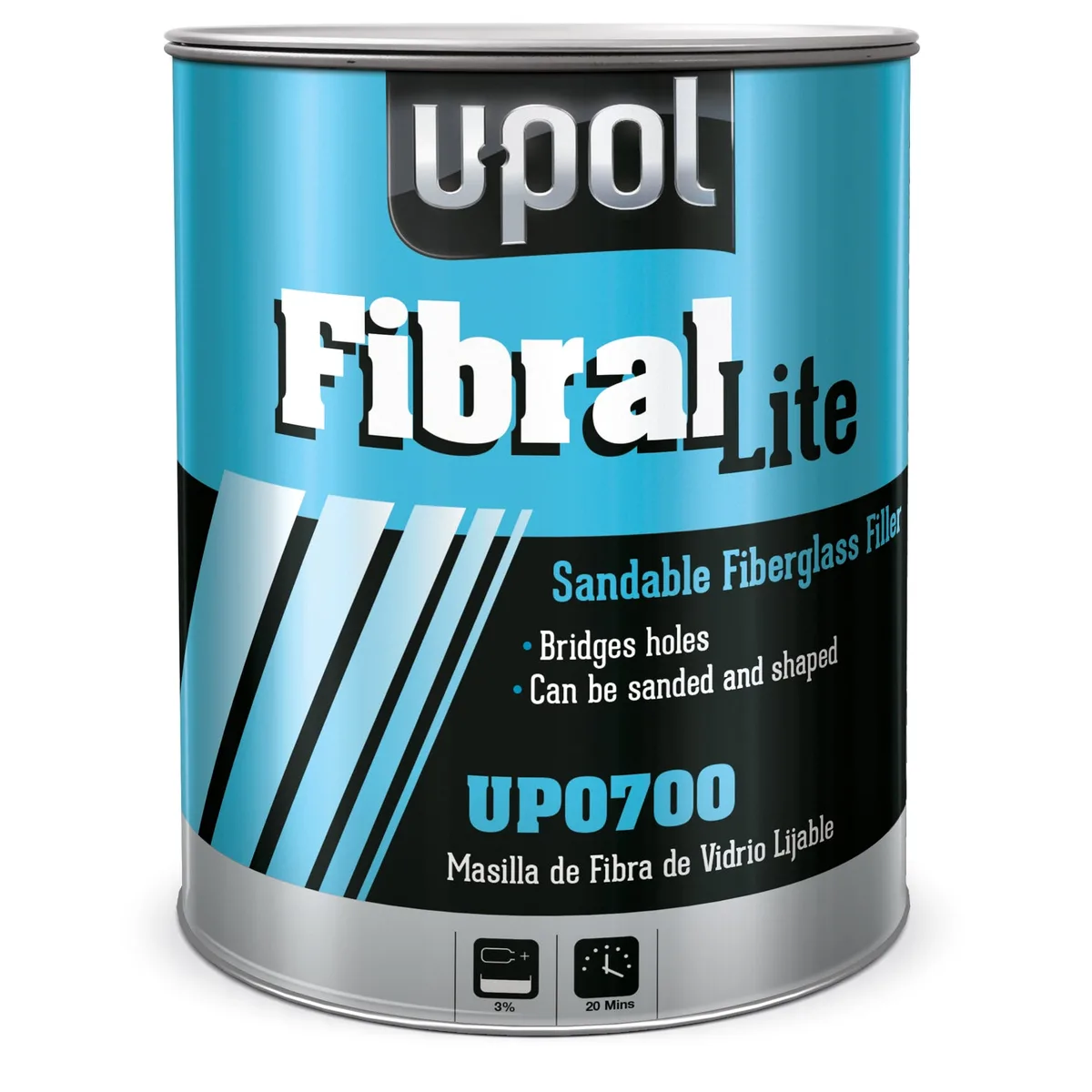 Mastic renforcé de fibre de verre U-POL Fibral, jaune, 3 L