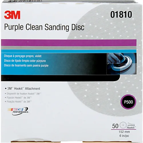 Disques abrasifs violets 3M Clean Sanding 6 po, grain P500, attache auto-agrippante