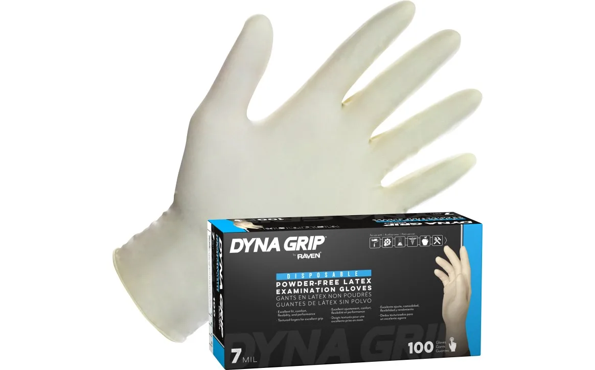 Gants jetables en latex SAS Dyna Grip, 7 mil