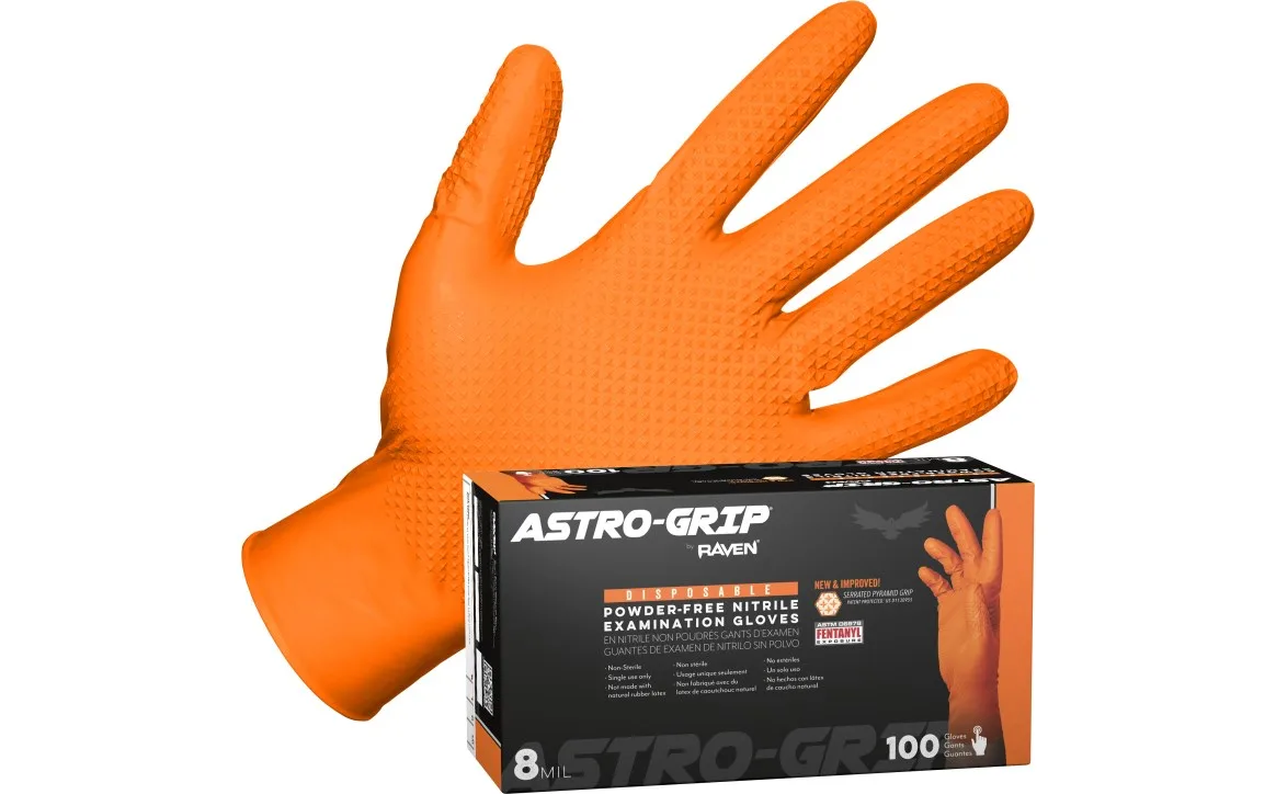 Gants jetables en nitrile orange SAS Astro Grip, 7 mil