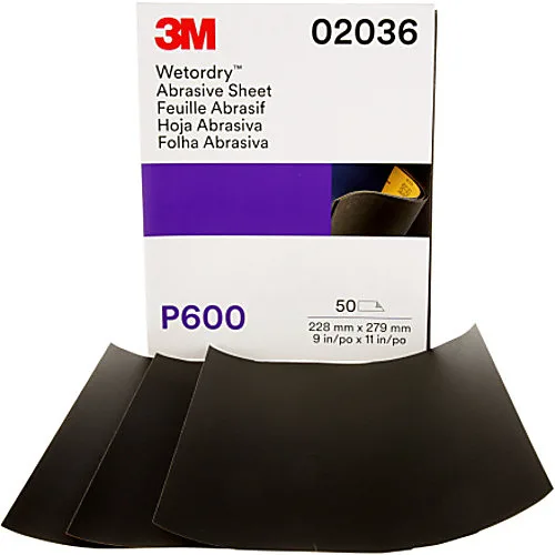 3M Imperial Wetordry Sheets, 9 x 11 in., P600