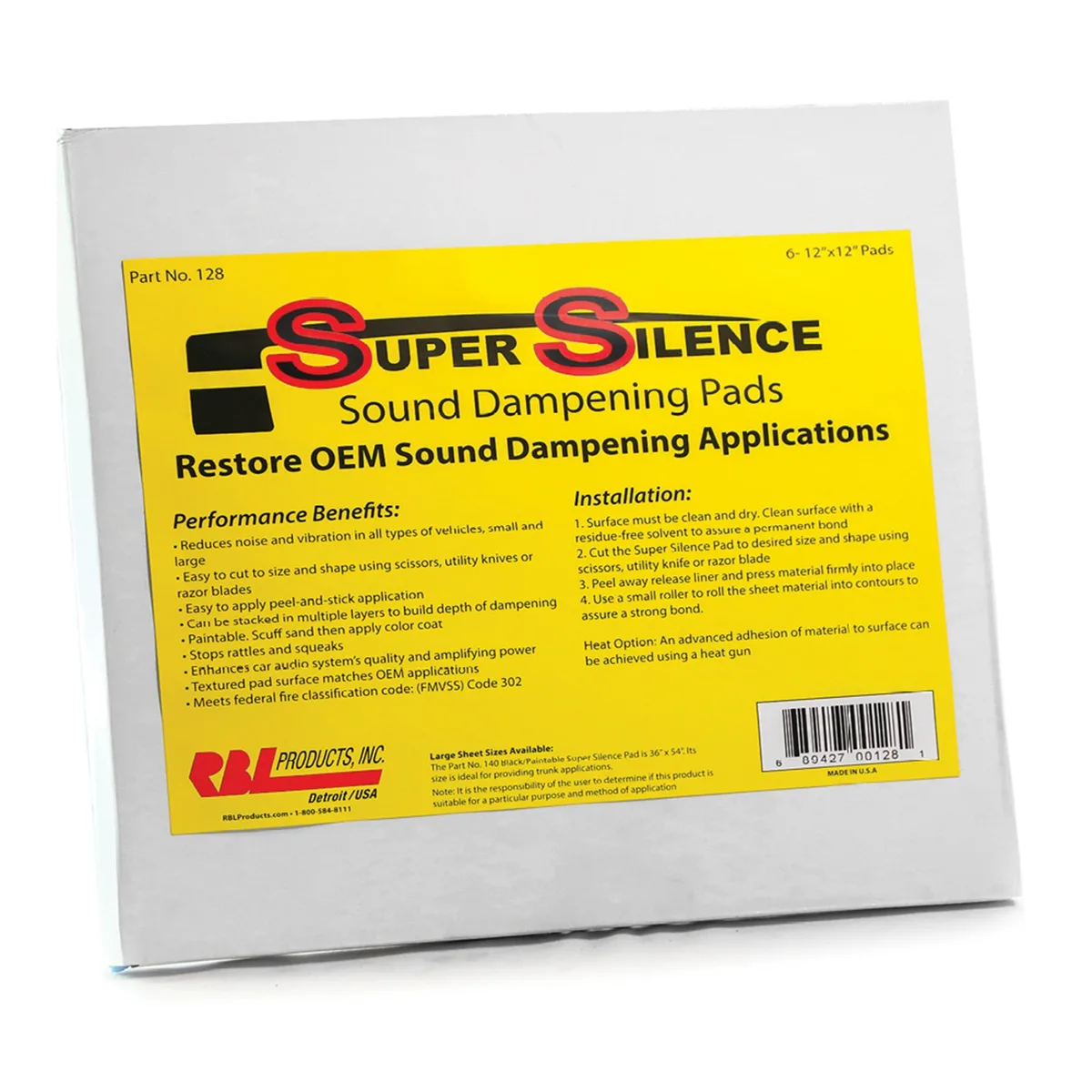 RBL Products Sound Damping Sheets, 12 x 12 in. (6-Pack)