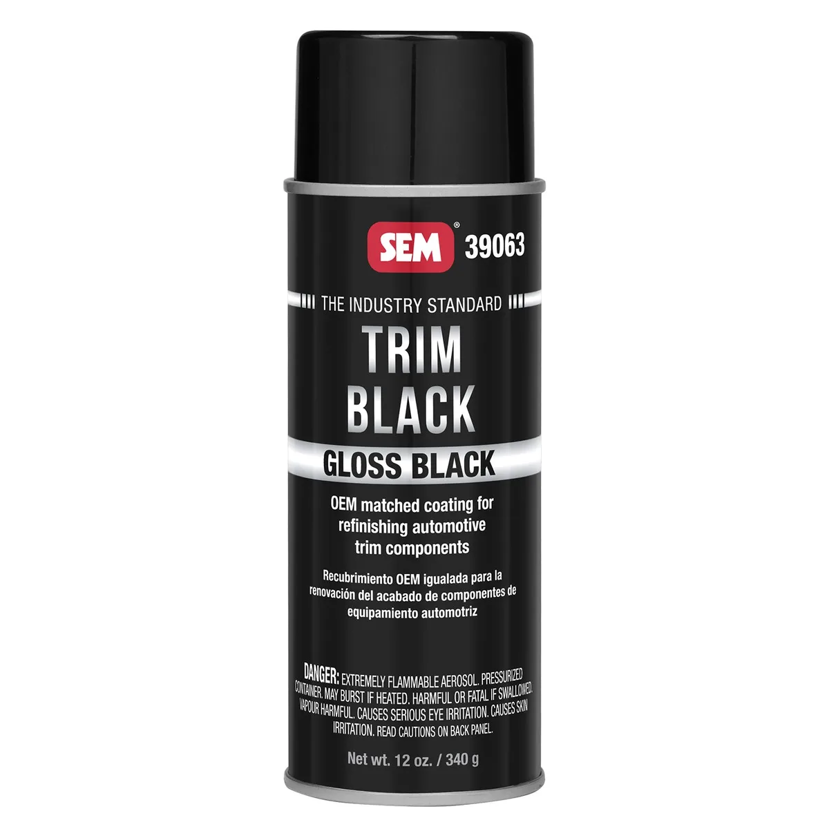 Peinture noire pour garnitures SEM Trim Black, aérosol 454 g