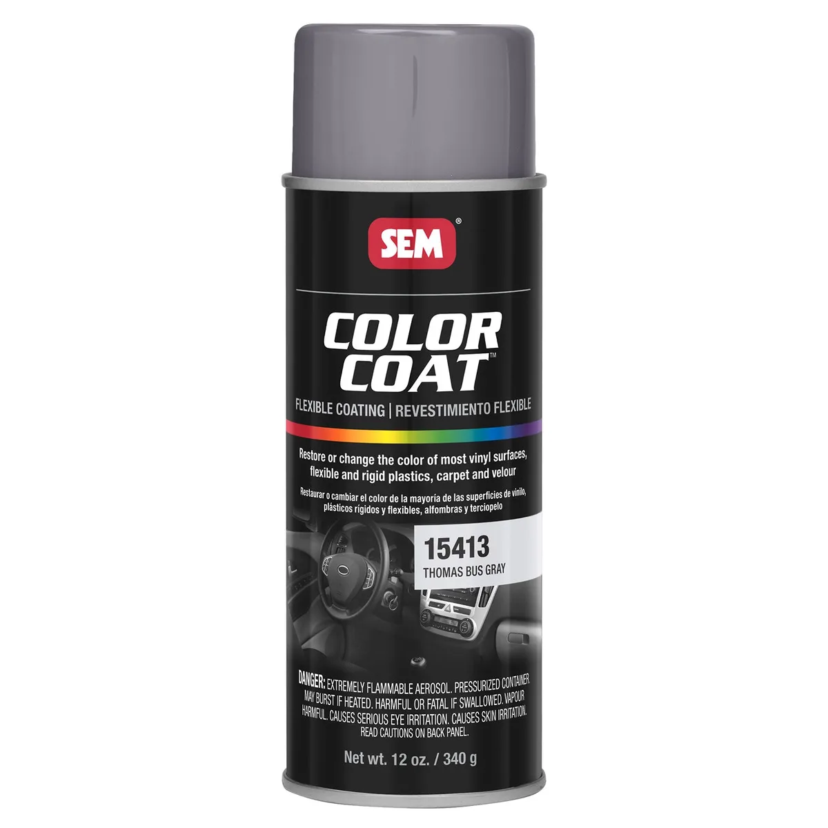 SEM Color Coat Thomas Bus Gray Flexible Paint, 340 g Aerosol