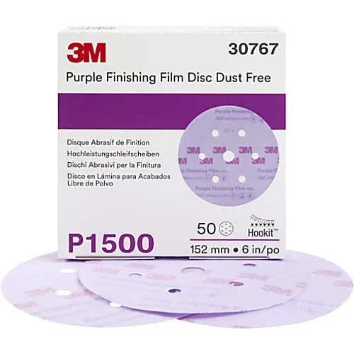 Disques de finition 3M en film violets 6 po, attache auto-agrippante, pour aspiration