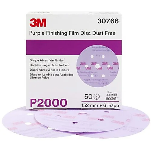 Disques de finition 3M en film violets 6 po, grain P2000, attache auto-agrippante