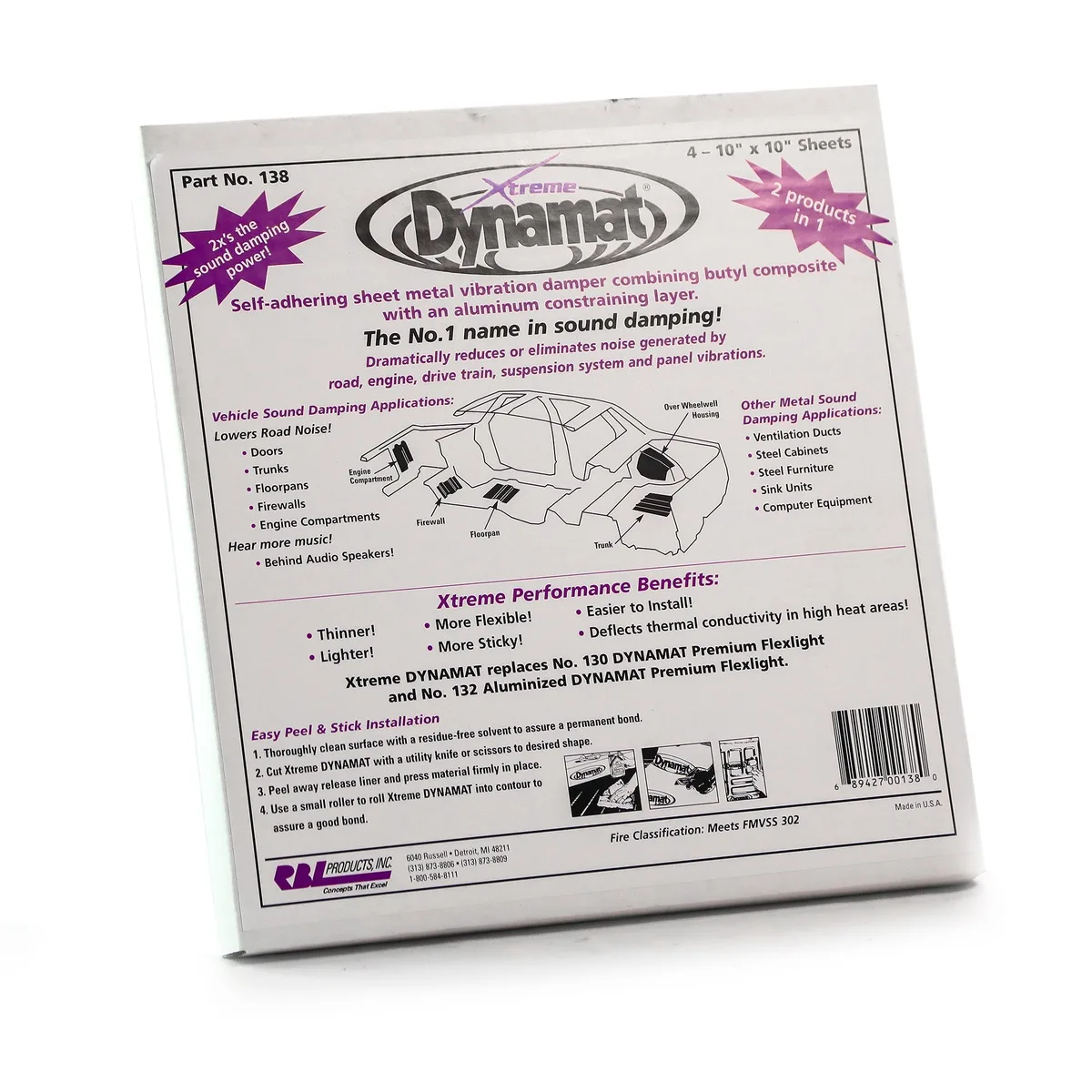 Dynamat Extreme Sound Deadening Panels, 10 x 10