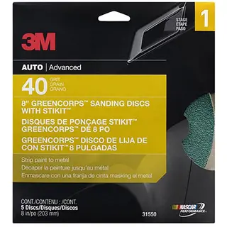 Disques abrasifs en papier vert 3M 8 po, adhésifs (PSA), sans trou, grain P40
