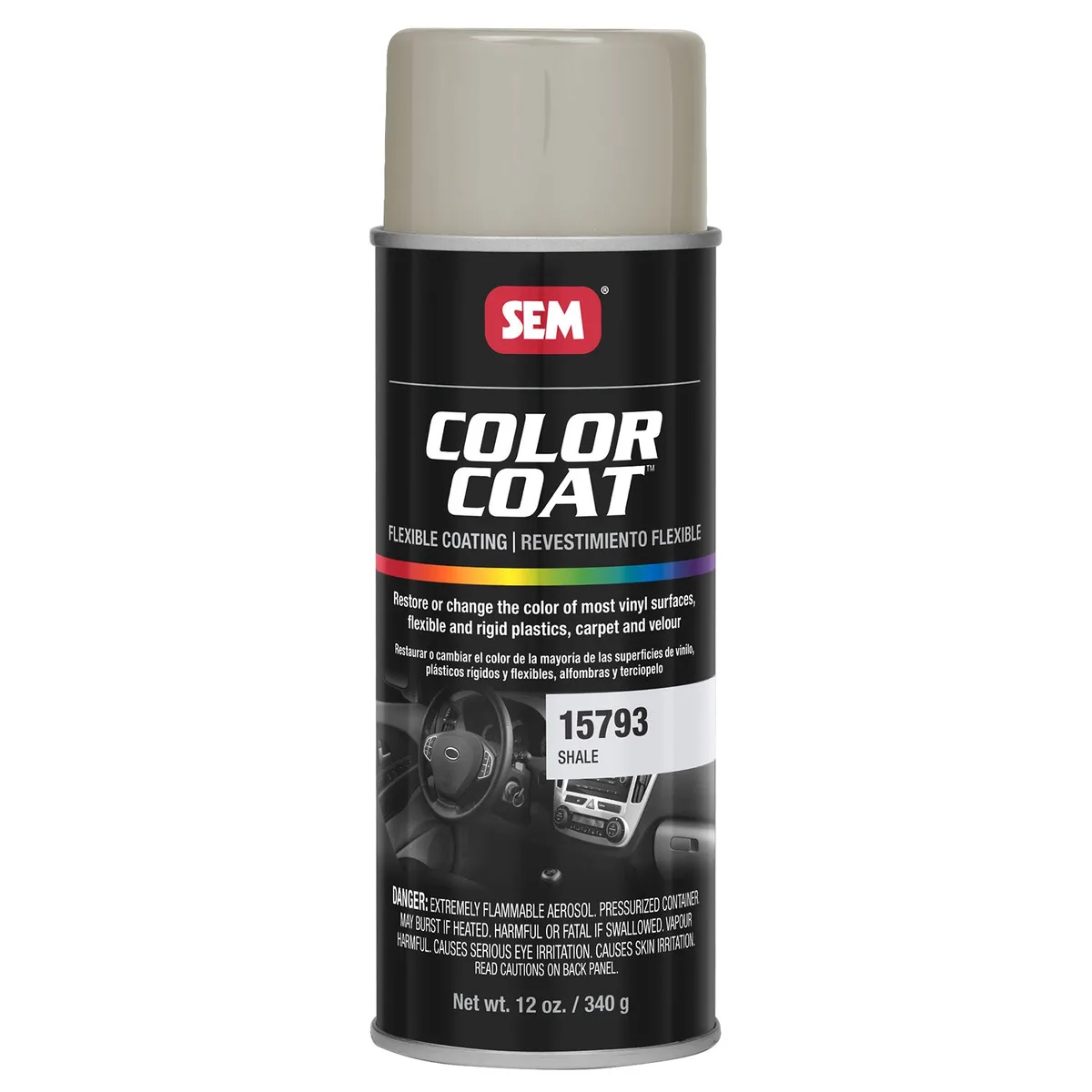 SEM Color Coat Vinyl & Plastic Paint, Shale, 454 g Aerosol
