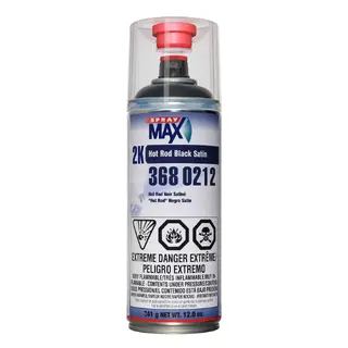 SprayMax 2K Hot Rod Satin Black Aerosol Paint, 341 g
