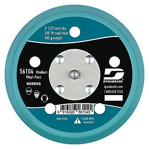 Plateau de ponçage aspirant Dynabrade 5 po, PSA, dureté moyenne, filetage 5/16-24